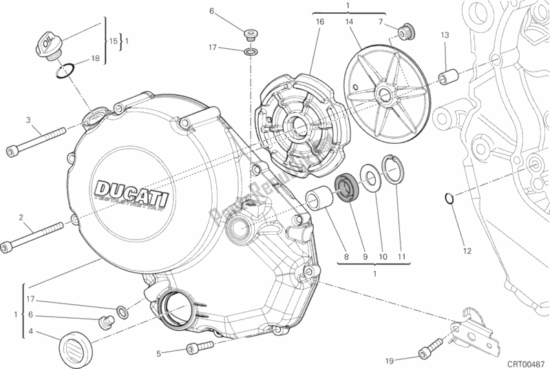 Todas as partes de Tampa Da Embreagem do Ducati Multistrada 1200 ABS USA 2012